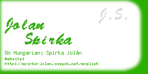 jolan spirka business card